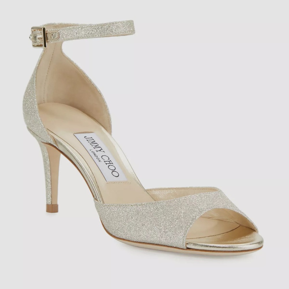 Jimmy Choo Annie gold glitter sandals 65 mm size 40
